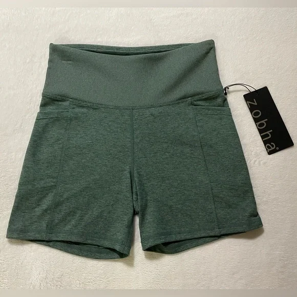 NWT Zobha Women's 2 Pack Bailey High Rise Pocket Bike Short - Picture 2 of 10